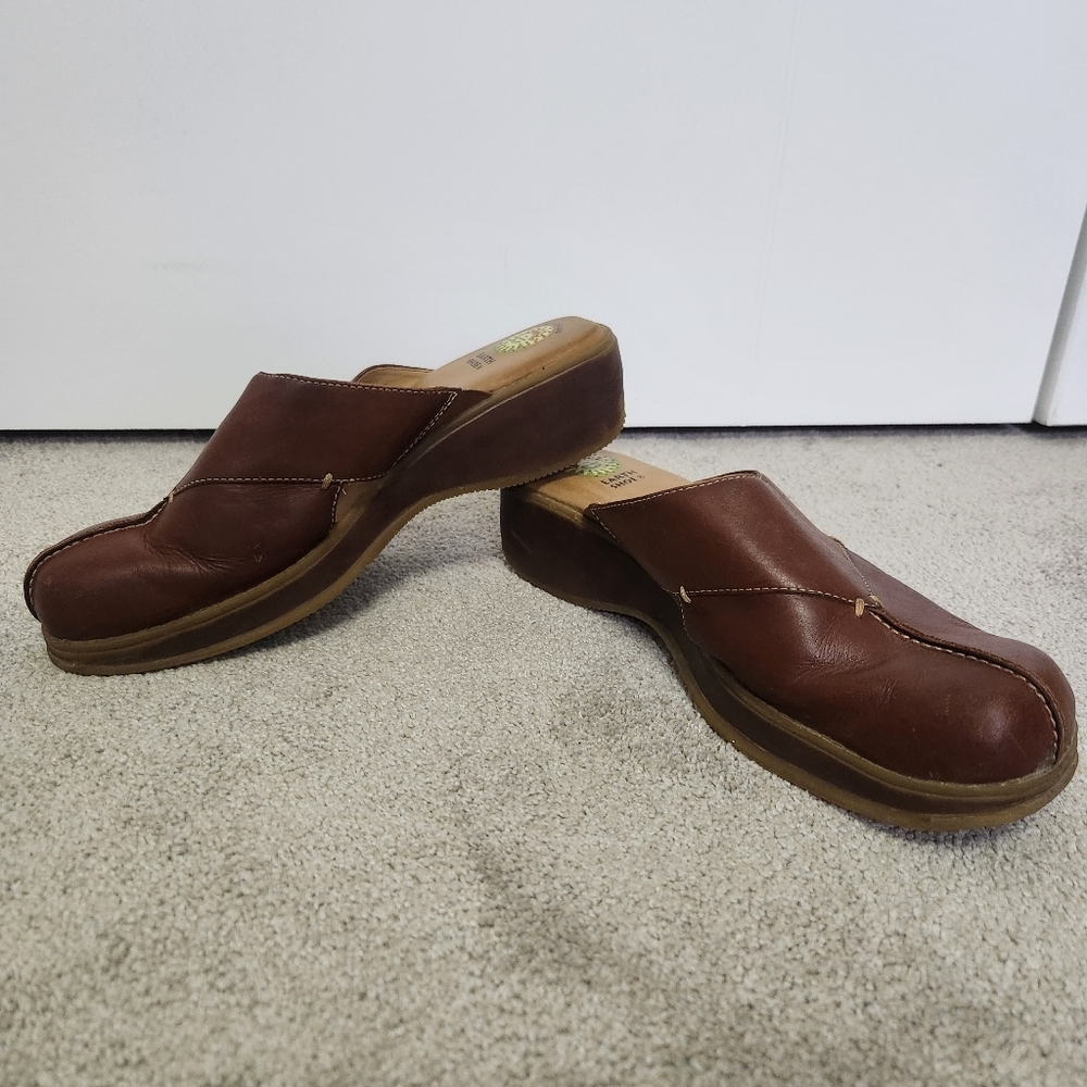 Earth Shoes Gelron 2000 Woman’s Size 10 Slip On Clogs Tan Brown Leather - Picture 4 of 10